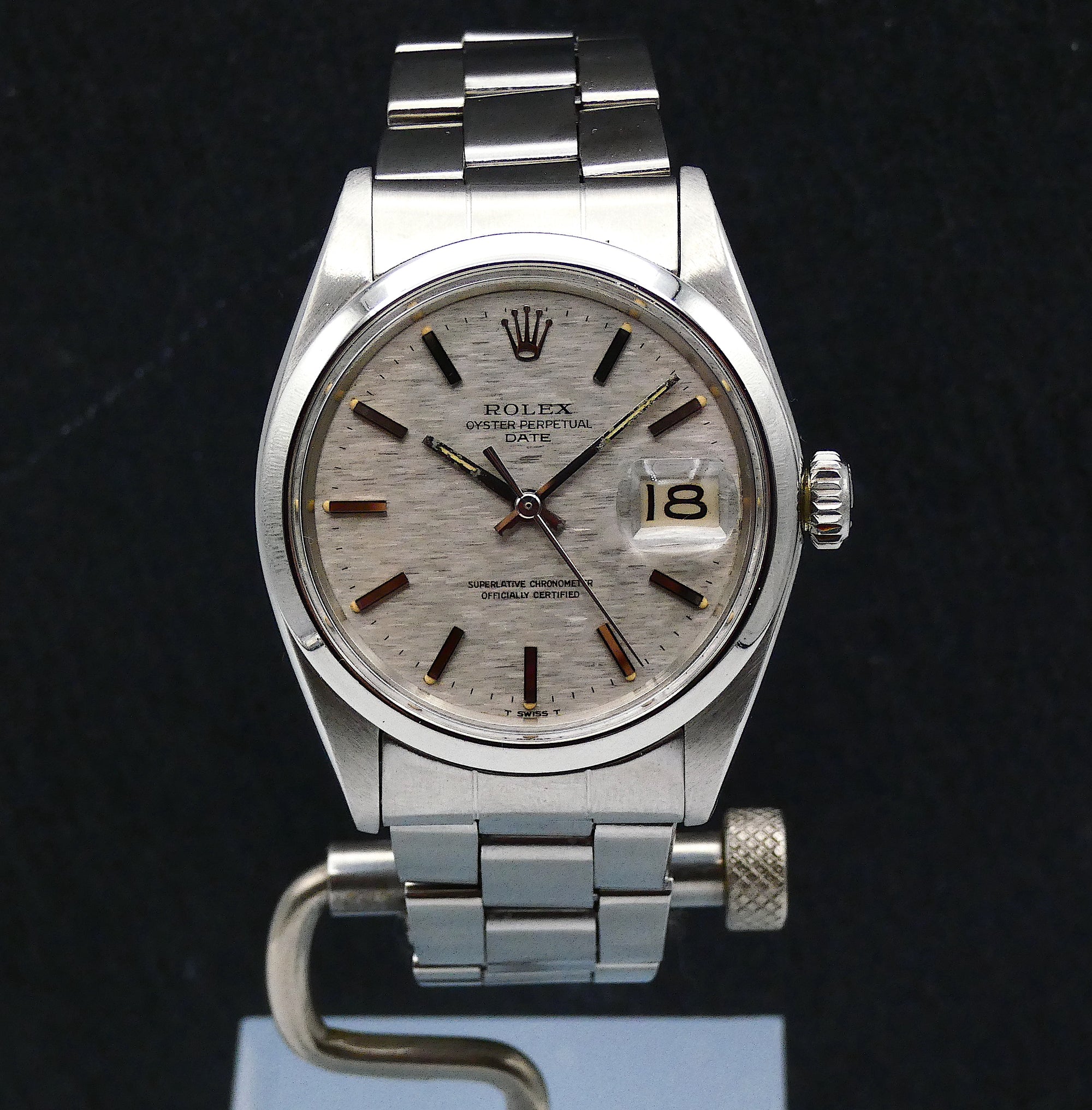 SOLD Rolex Oyster Perpetual Date RARE / mosaic / shantung dial