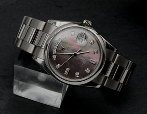 SOLD Rolex Rare Day-Date 36 Tahitian MOP Diamond Dial / 2012 / 2019 service