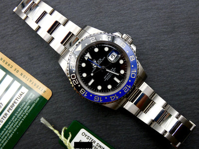 SOLD Rolex GMT-Master II "Batman" Papers + Tag